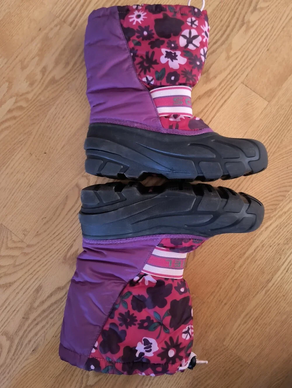 Sorel Purple Black Pink Snow Boots Girls Size 6